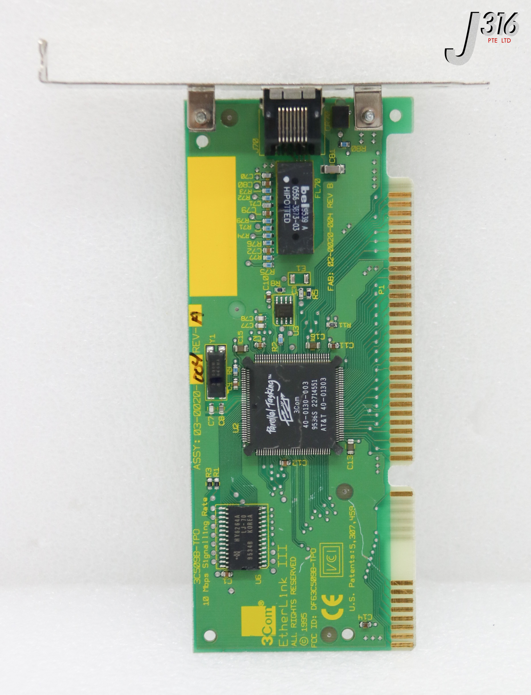 37559 3COM PCB, ETHERLINK III NETWORK BOARD, 3C509B-TPO, 02-0020
